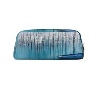 GBCDEDSL Boat in Lake Landscape Fully Printed PVC Cross Pattern Leather Zipper Three-Dimensional Pencil case Student Pencil case Pouch