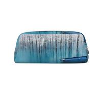 GBCDEDSL Boat in Lake Landscape Fully Printed PVC Cross Pattern Leather Zipper Three-Dimensional Pencil case Student Pencil case Pouch