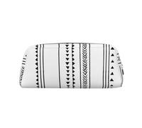 GBCDEDSL Boho Triangle Stripes Fully Printed PVC Cross Pattern Leather Zipper Three-Dimensional Pencil case Student Pencil case Pouch