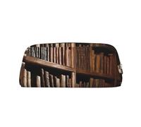 GBCDEDSL Book Room Mysterious Library Fully Printed PVC Cross Pattern Leather Zipper Three-Dimensional Pencil case Student Pencil case Pouch