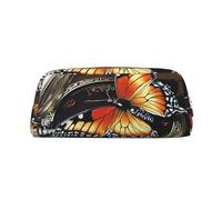 GBCDEDSL Butterfly Clocks Fully Printed PVC Cross Pattern Leather Zipper Three-Dimensional Pencil case Student Pencil case Pouch