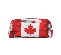 GBCDEDSL Canadian Flag Fully Printed PVC Cross Pattern Leather Zipper Three-Dimensional Pencil case Student Pencil case Pouch