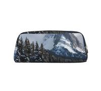 GBCDEDSL Canadian Smokey Mountain Cliff Fully Printed PVC Cross Pattern Leather Zipper Three-Dimensional Pencil case Student Pencil case Pouch