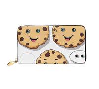 GBCDEDSL Chocolate Chip with Different Expressions Double Sided Fully Printed Microfiber Leather Women's Leather Long Clutch Wallet Leather Wallet