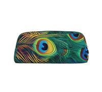 GBCDEDSL Colored Peacock Fully Printed PVC Cross Pattern Leather Zipper Three-Dimensional Pencil case Student Pencil case Pouch