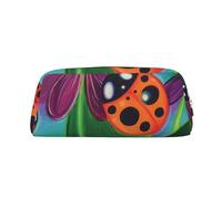 GBCDEDSL Colorful Ladybird Fully Printed PVC Cross Pattern Leather Zipper Three-Dimensional Pencil case Student Pencil case Pouch