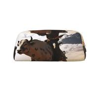GBCDEDSL Cool Bull Riding Fully Printed PVC Cross Pattern Leather Zipper Three-Dimensional Pencil case Student Pencil case Pouch