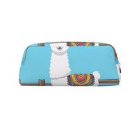 GBCDEDSL Cute Alpacas Fully Printed PVC Cross Pattern Leather Zipper Three-Dimensional Pencil case Student Pencil case Pouch