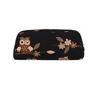 GBCDEDSL Cute Brown Cartoon Owls Fully Printed PVC Cross Pattern Leather Zipper Three-Dimensional Pencil case Student Pencil case Pouch