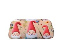 GBCDEDSL Cute Gnomes Fully Printed PVC Cross Pattern Leather Zipper Three-Dimensional Pencil case Student Pencil case Pouch