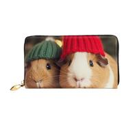GBCDEDSL Cute Guinea Pigs Wearing hat Double Sided Fully Printed Microfiber Leather Women's Leather Long Clutch Wallet Leather Wallet