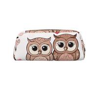 GBCDEDSL Cute Owls Fully Printed PVC Cross Pattern Leather Zipper Three-Dimensional Pencil case Student Pencil case Pouch