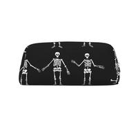 GBCDEDSL Cute Skeleton Dancing Fully Printed PVC Cross Pattern Leather Zipper Three-Dimensional Pencil case Student Pencil case Pouch