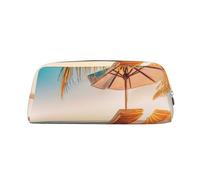 GBCDEDSL Deck Chairs on The Beach in Summer Fully Printed PVC Cross Pattern Leather Zipper Three-Dimensional Pencil case Student Pencil case Pouch