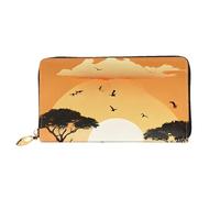 GBCDEDSL Elephant and Giraffe in The Sunset Double Sided Fully Printed Microfiber Leather Women's Leather Long Clutch Wallet Leather Wallet