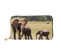 GBCDEDSL Elephant Family Double Sided Fully Printed Microfiber Leather Women's Leather Long Clutch Wallet Leather Wallet