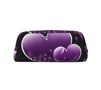 GBCDEDSL Fashional Purple Hearts Fully Printed PVC Cross Pattern Leather Zipper Three-Dimensional Pencil case Student Pencil case Pouch