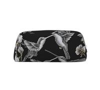 GBCDEDSL Flower Hummingbirds Embroidery Fully Printed PVC Cross Pattern Leather Zipper Three-Dimensional Pencil case Student Pencil case Pouch