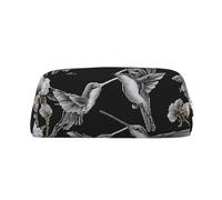 GBCDEDSL Flower Hummingbirds Embroidery Fully Printed PVC Cross Pattern Leather Zipper Three-Dimensional Pencil case Student Pencil case Pouch