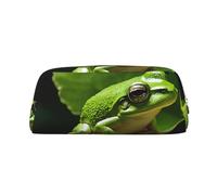 GBCDEDSL Frog and Rain Fully Printed PVC Cross Pattern Leather Zipper Three-Dimensional Pencil case Student Pencil case Pouch