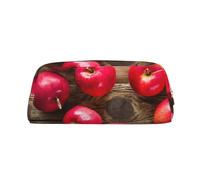 GBCDEDSL Fruits on Wood Fully Printed PVC Cross Pattern Leather Zipper Three-Dimensional Pencil case Student Pencil case Pouch