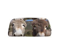 GBCDEDSL Funny Donkeys Fully Printed PVC Cross Pattern Leather Zipper Three-Dimensional Pencil case Student Pencil case Pouch