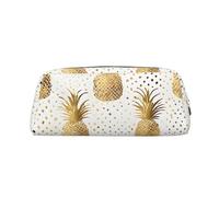 GBCDEDSL Gold Glitter Pineapples Fruit Fully Printed PVC Cross Pattern Leather Zipper Three-Dimensional Pencil case Student Pencil case Pouch