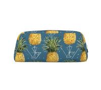 GBCDEDSL Gold Pineapple Background Fully Printed PVC Cross Pattern Leather Zipper Three-Dimensional Pencil case Student Pencil case Pouch