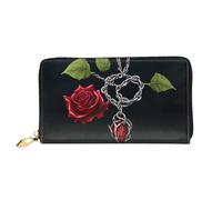 GBCDEDSL Gothic Black Roses Double Sided Fully Printed Microfiber Leather Women's Leather Long Clutch Wallet Leather Wallet