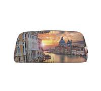 GBCDEDSL Grand Canal Fully Printed PVC Cross Pattern Leather Zipper Three-Dimensional Pencil case Student Pencil case Pouch