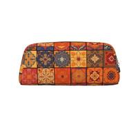 GBCDEDSL Group of Moroccan Geometric Fully Printed PVC Cross Pattern Leather Zipper Three-Dimensional Pencil case Student Pencil case Pouch