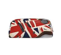GBCDEDSL Guitar British Flag Fully Printed PVC Cross Pattern Leather Zipper Three-Dimensional Pencil case Student Pencil case Pouch