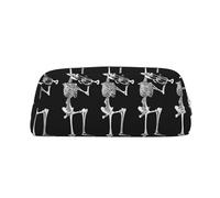 GBCDEDSL Halloween Posable Skeleton Skull Fully Printed PVC Cross Pattern Leather Zipper Three-Dimensional Pencil case Student Pencil case Pouch