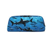 GBCDEDSL Hammerhead Sharks Fully Printed PVC Cross Pattern Leather Zipper Three-Dimensional Pencil case Student Pencil case Pouch