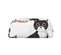 GBCDEDSL Happy-Halloween-Day-Trick-Or-Treat Fully Printed PVC Cross Pattern Leather Zipper Three-Dimensional Pencil case Student Pencil case Pouch