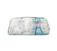 GBCDEDSL Happy Snowman Fully Printed PVC Cross Pattern Leather Zipper Three-Dimensional Pencil case Student Pencil case Pouch