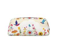 GBCDEDSL Hen Flying Butterflies Among Flowers Fully Printed PVC Cross Pattern Leather Zipper Three-Dimensional Pencil case Student Pencil case Pouch