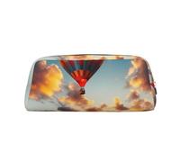 GBCDEDSL hot air Balloon Sunset Fully Printed PVC Cross Pattern Leather Zipper Three-Dimensional Pencil case Student Pencil case Pouch