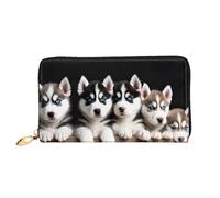 GBCDEDSL Husky Puppies Dogs Double Sided Fully Printed Microfiber Leather Women's Leather Long Clutch Wallet Leather Wallet