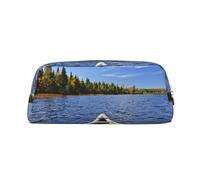 GBCDEDSL Landscape Fully Printed PVC Cross Pattern Leather Zipper Three-Dimensional Pencil case Student Pencil case Pouch