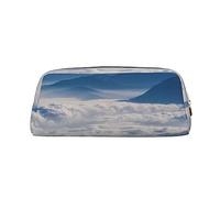 GBCDEDSL Landscape with Mountains and Clouds Fully Printed PVC Cross Pattern Leather Zipper Three-Dimensional Pencil case Student Pencil case Pouch