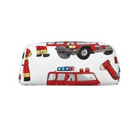 GBCDEDSL Little Boys and Girls in Firefighters Fully Printed PVC Cross Pattern Leather Zipper Three-Dimensional Pencil case Student Pencil case Pouch