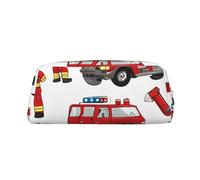 GBCDEDSL Little Boys and Girls in Firefighters Fully Printed PVC Cross Pattern Leather Zipper Three-Dimensional Pencil case Student Pencil case Pouch