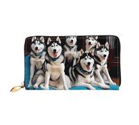GBCDEDSL Lovely Husky Double Sided Fully Printed Microfiber Leather Women's Leather Long Clutch Wallet Leather Wallet