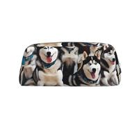 GBCDEDSL Lovely Husky Fully Printed PVC Cross Pattern Leather Zipper Three-Dimensional Pencil case Student Pencil case Pouch
