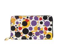 GBCDEDSL Mid Century Modern Retro with Drop Shapes Double Sided Fully Printed Microfiber Leather Women's Leather Long Clutch Wallet Leather Wallet