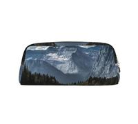 GBCDEDSL Mountain Landscape Fully Printed PVC Cross Pattern Leather Zipper Three-Dimensional Pencil case Student Pencil case Pouch