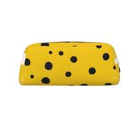GBCDEDSL Mustard Yellow and Black Fully Printed PVC Cross Pattern Leather Zipper Three-Dimensional Pencil case Student Pencil case Pouch