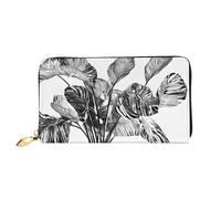 GBCDEDSL Natural Plant Silhouette Fern Leaf Double Sided Fully Printed Microfiber Leather Women's Leather Long Clutch Wallet Leather Wallet