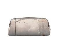 GBCDEDSL Now Falling in The Park Fully Printed PVC Cross Pattern Leather Zipper Three-Dimensional Pencil case Student Pencil case Pouch